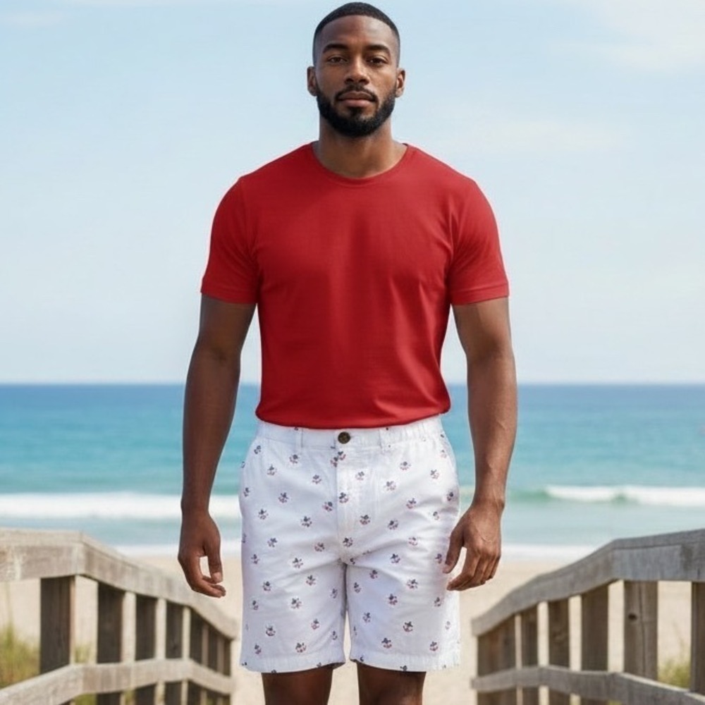 Chubbies Mens XL Shorts White Anchor Print 5.5 Inch Inseam Cotton Casual Summer